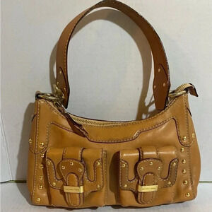 Michael kors brown leather shoulder handbag